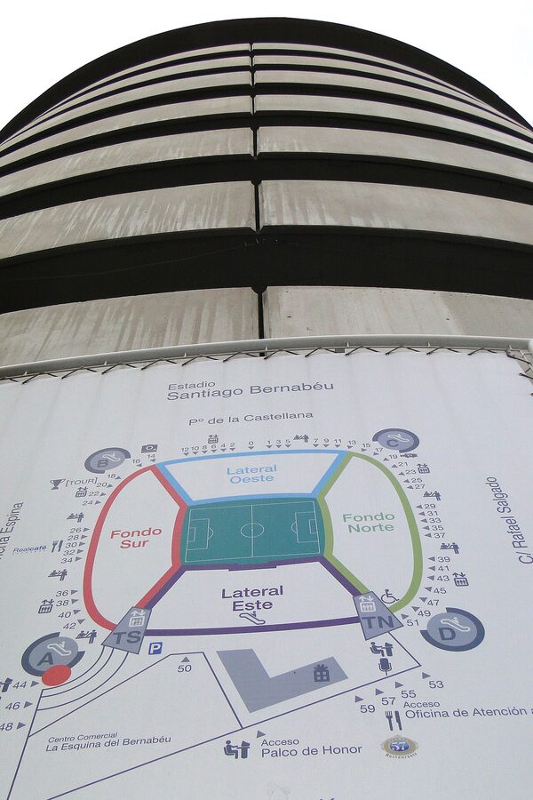 The old Bernabéu facade corner before the rebuild