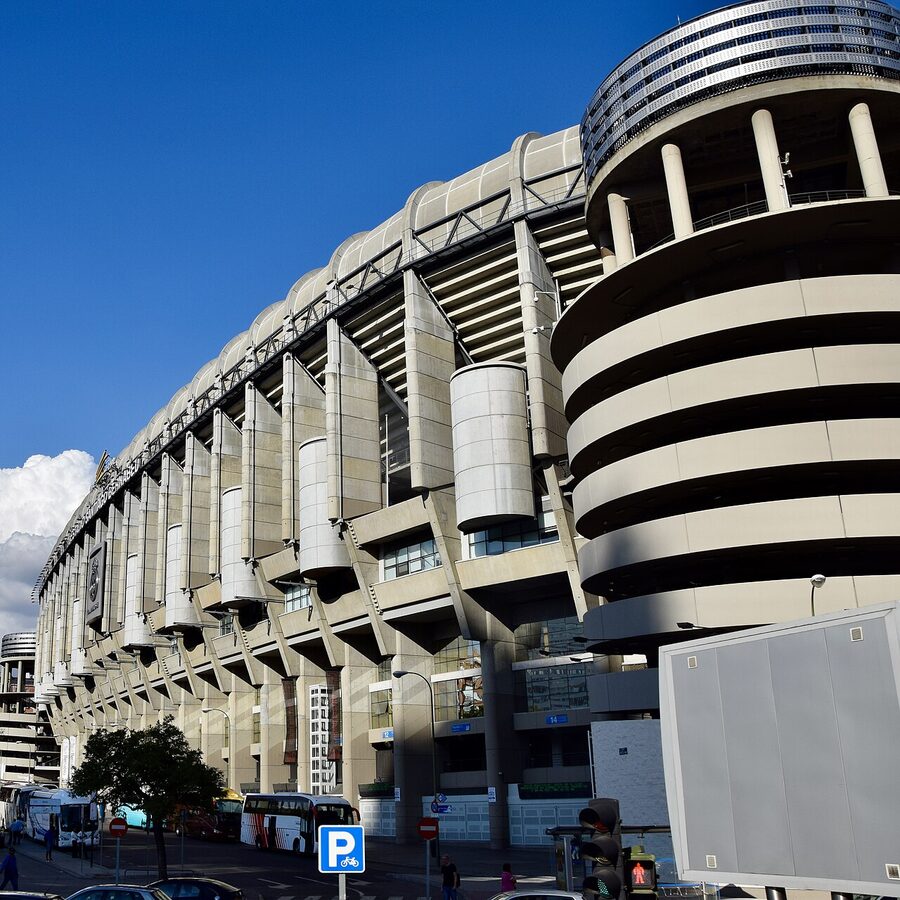 Bernabéu blue stand with REAL MADRID letters