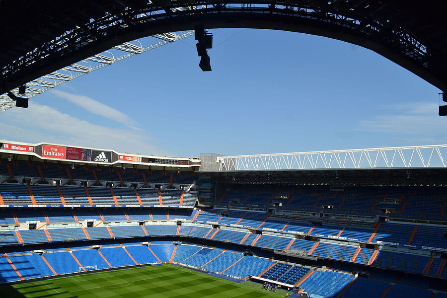 The pitchside view from the Bernabéu Tour