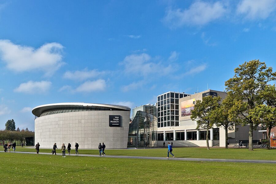 Van Gogh Museum Kurokawa elliptical wing on Museumplein Amsterdam