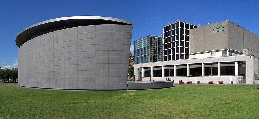 Van Gogh Museum Rietveld building exterior on Museumplein Amsterdam