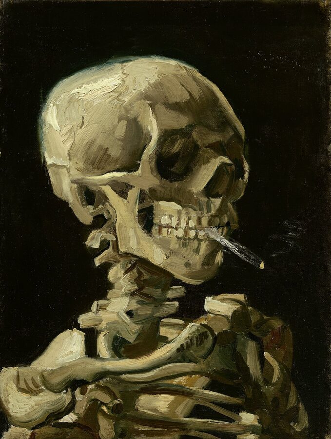 Van Gogh Skull with Burning Cigarette 1886 Antwerp Academy painting