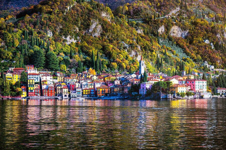 Lakeside church in Varenna Lake Como autumn