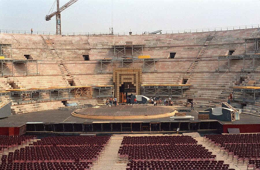 Aida production at the Arena di Verona on stage