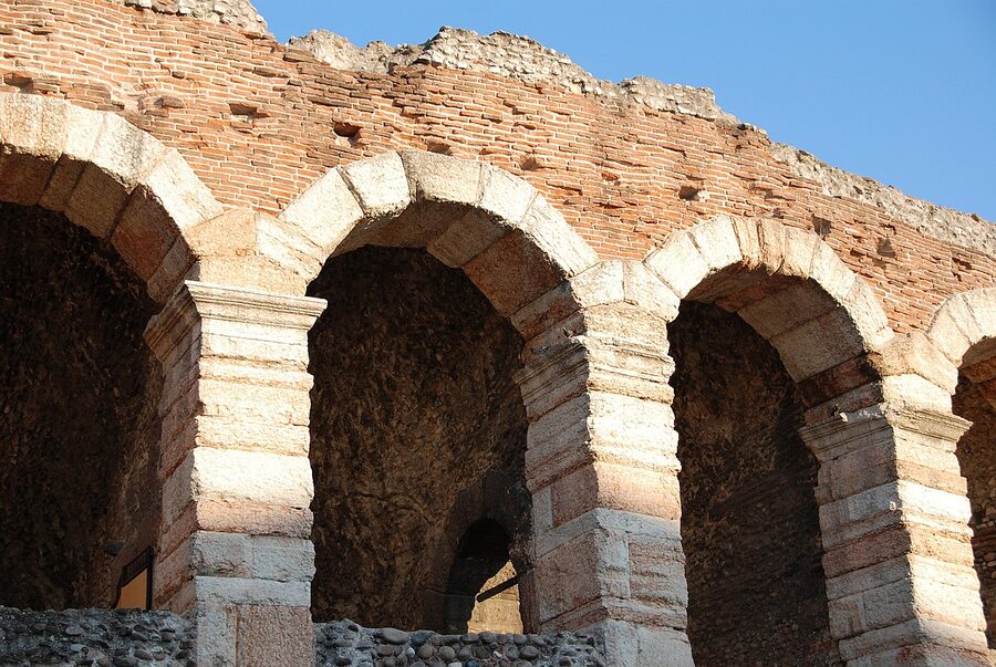 Outer arches of the Verona Arena stonework