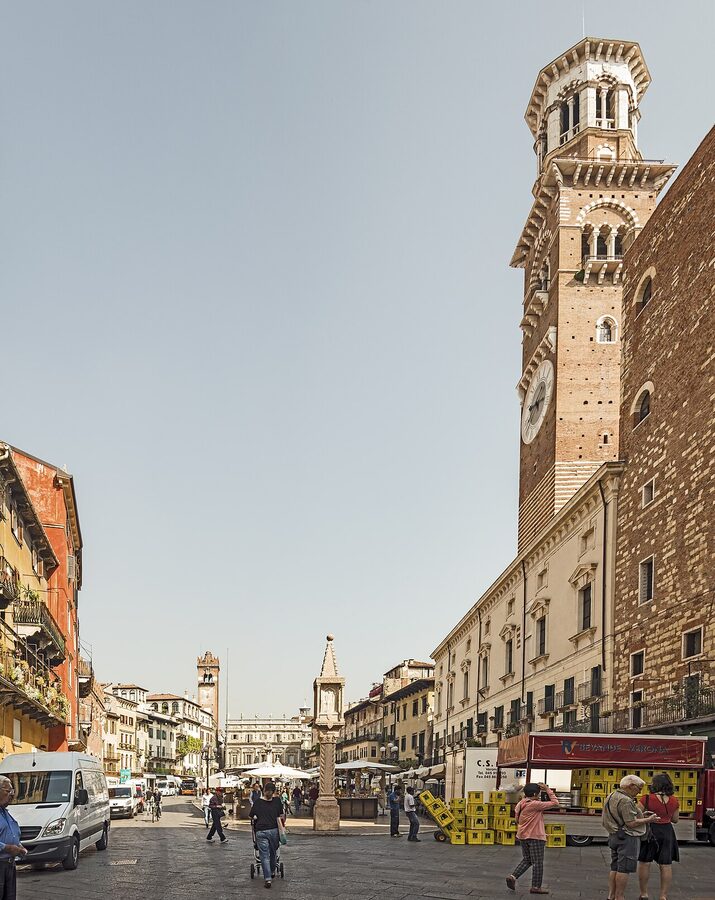 Piazza delle Erbe market square in Verona