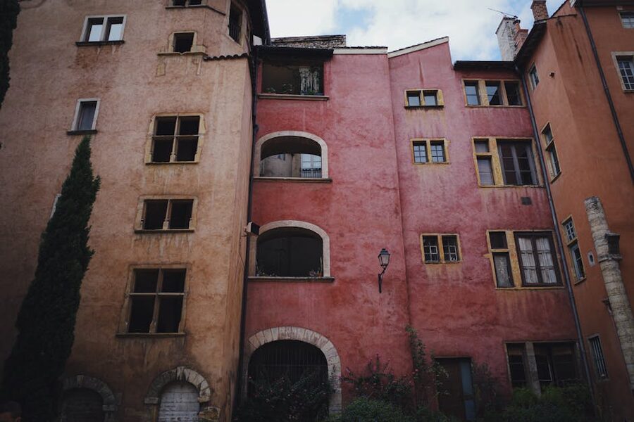 Colorful tenement facades along Vieux Lyon