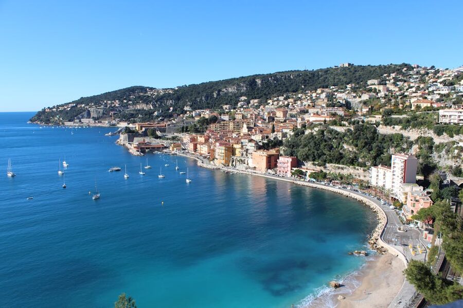 Villefranche-sur-Mer harbour seen from the cliff above