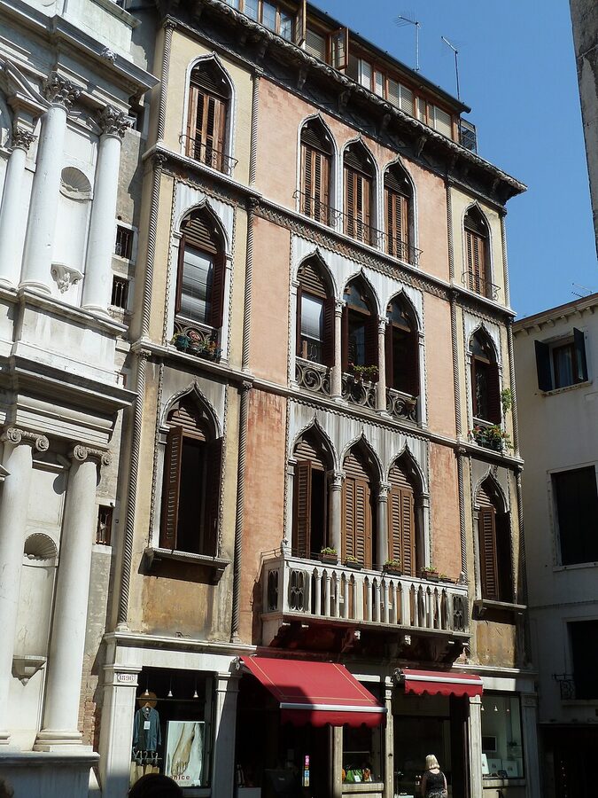 Historic 1894 photograph of Campo San Fantin showing La Fenice exterior