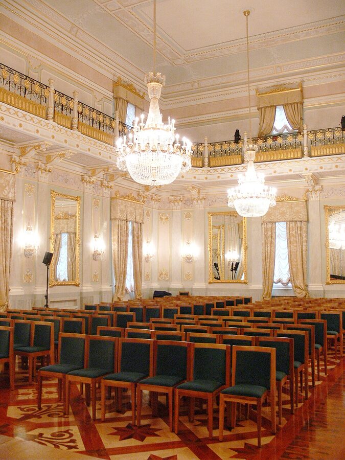 Apollonian Rooms (Sale Apollinee) at La Fenice with painted ceiling and chandeliers