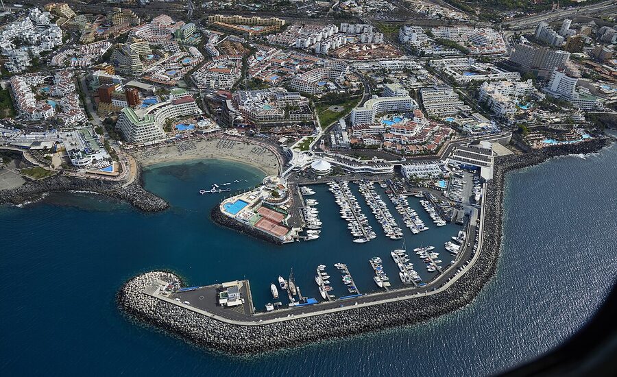 Adeje and harbour aerial view Tenerife