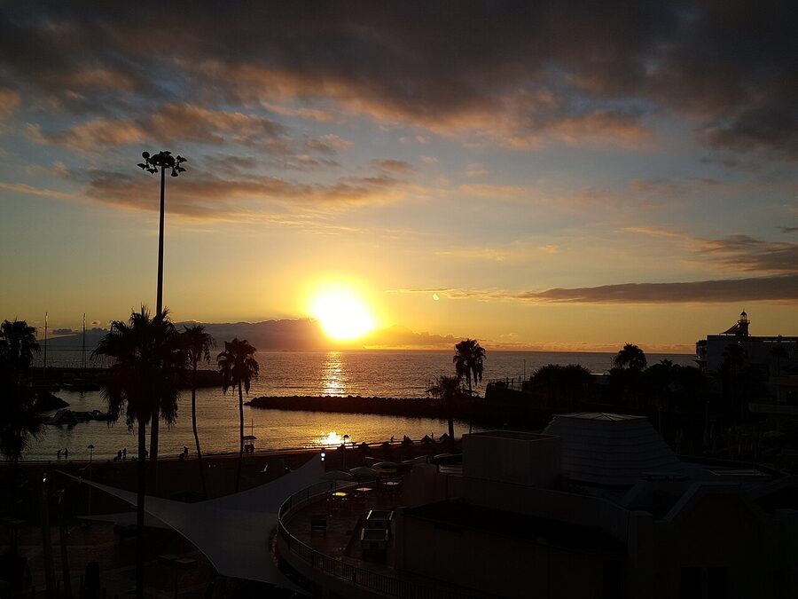 Sunset at Puerto Colon Tenerife marina