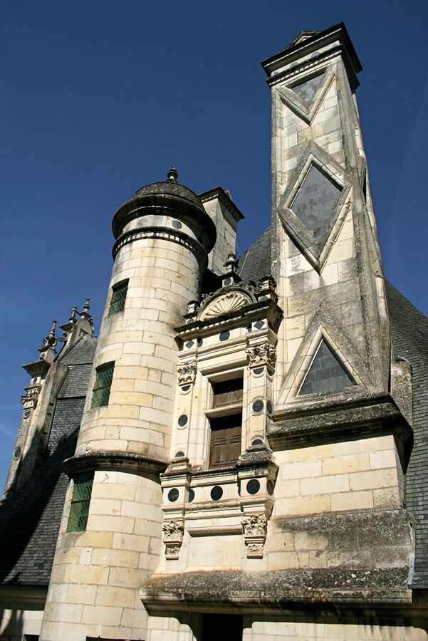 Chambord chimney turret and dormer window detail
