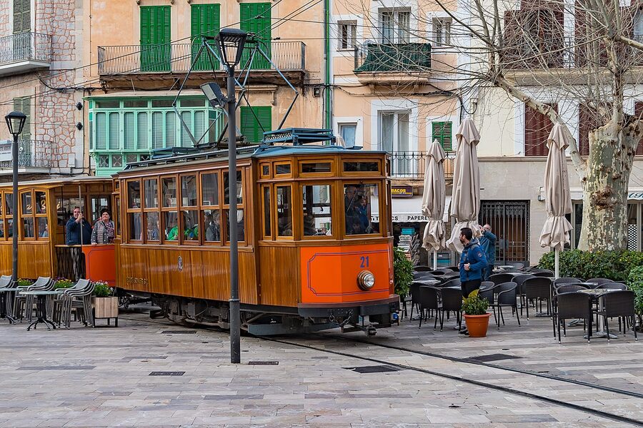 Soller wooden tram on the seafront