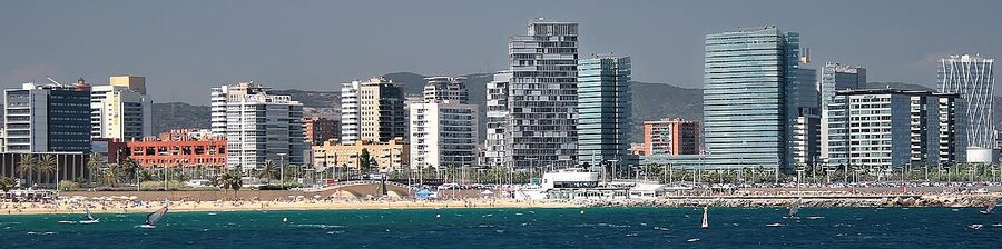 Barcelona skyline seen from the sea