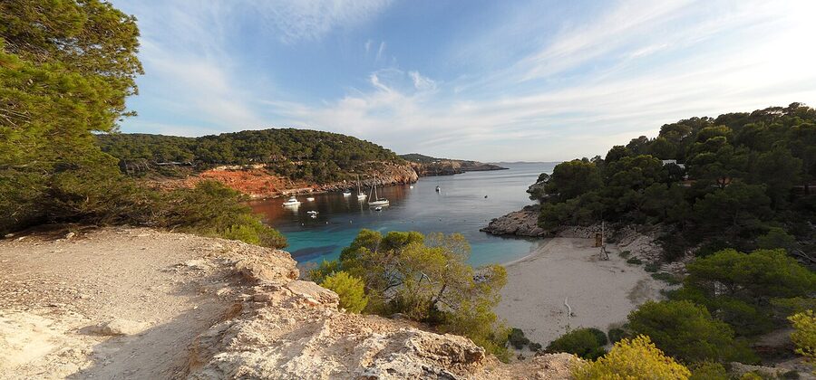 Cala Saladeta the smaller pebble beach next to Cala Salada Ibiza