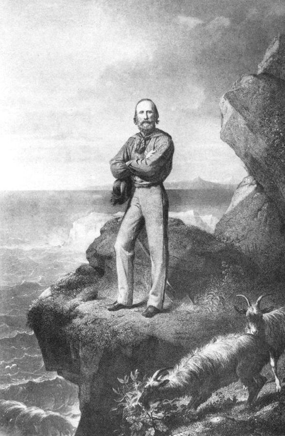 Garibaldi at his island home Caprera 1862 engraving by William Holl