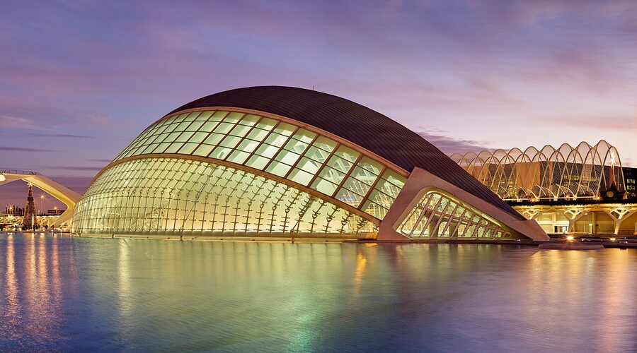 The Hemisferic eye-shaped building at City of Arts and Sciences Valencia