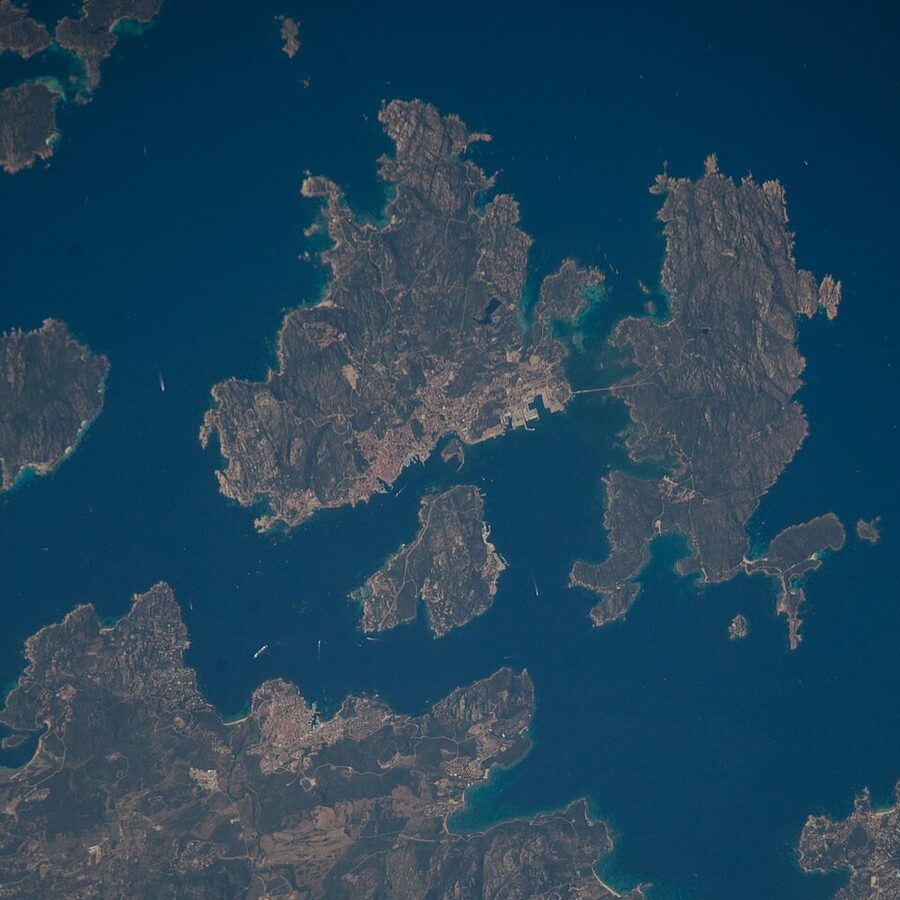La Maddalena archipelago view from ISS Expedition 20 Sardinia and Corsica