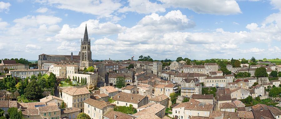 Saint Emilion medieval rooftops panorama from Tour du Roi