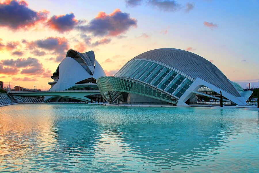 Sunset over the City of Arts and Sciences Valencia