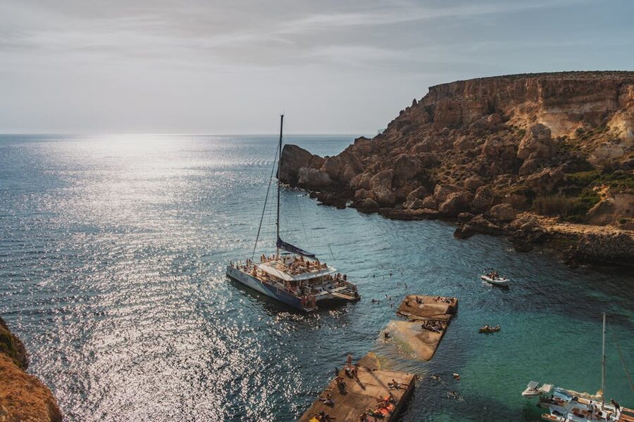 Yachts in a Mallorca bay ringed by cliffs