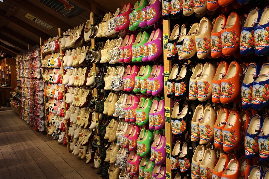 Painted Dutch clogs on display at Zaanse Schans