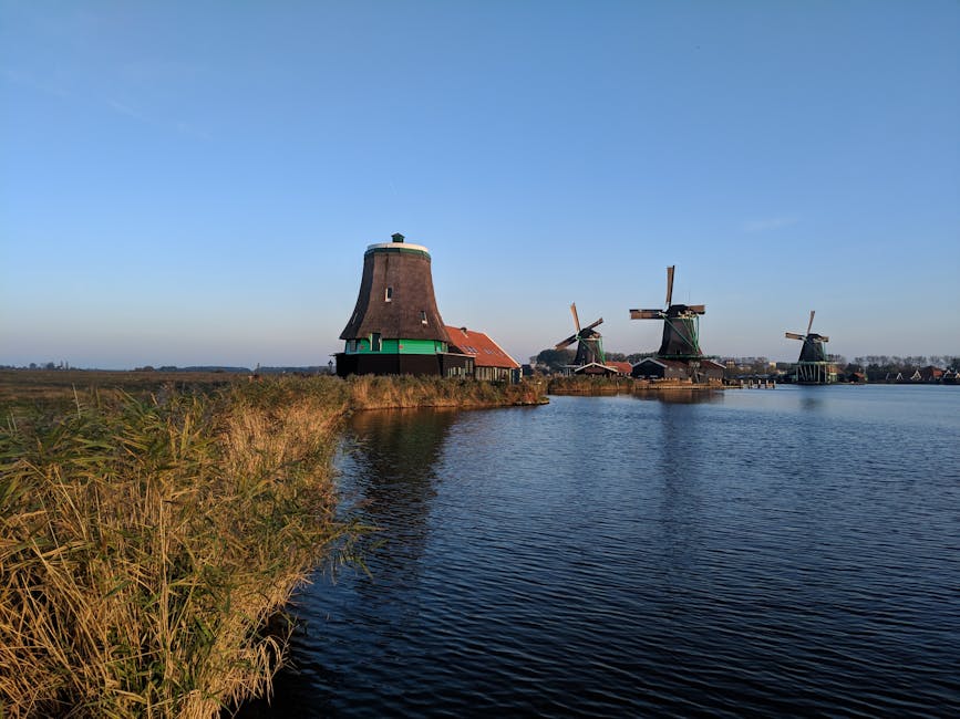 Zaanse Schans windmills overlooking the water in Zaandam
